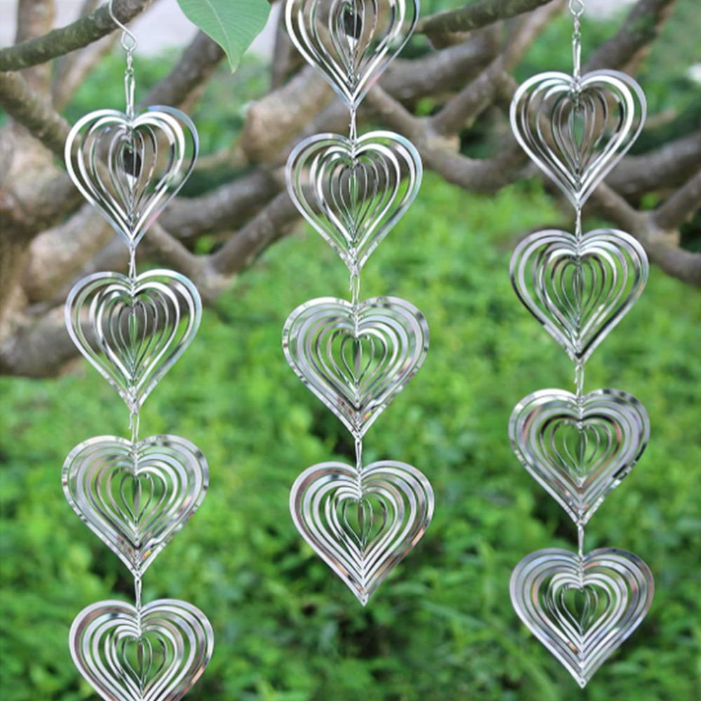 Rotating Reflective Bird Deterrent Wind Spinners Bird Scare Tool Heart-Shaped