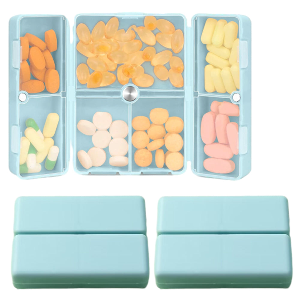 2Pcs Pill Box Medicine Organizer Storage Dispenser Case Tablet Container Blue