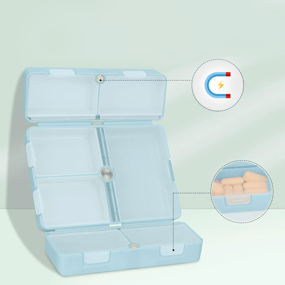 2Pcs Pill Box Medicine Organizer Storage Dispenser Case Tablet Container Blue