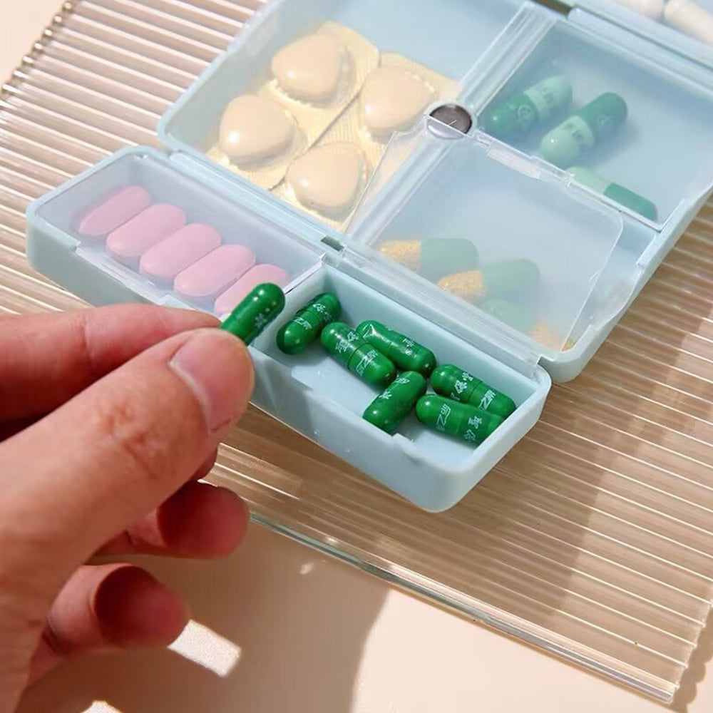 2Pcs Pill Box Medicine Organizer Storage Dispenser Case Tablet Container Blue