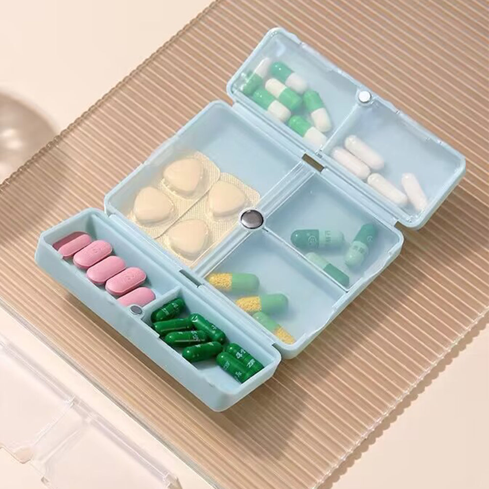 2Pcs Pill Box Medicine Organizer Storage Dispenser Case Tablet Container Blue