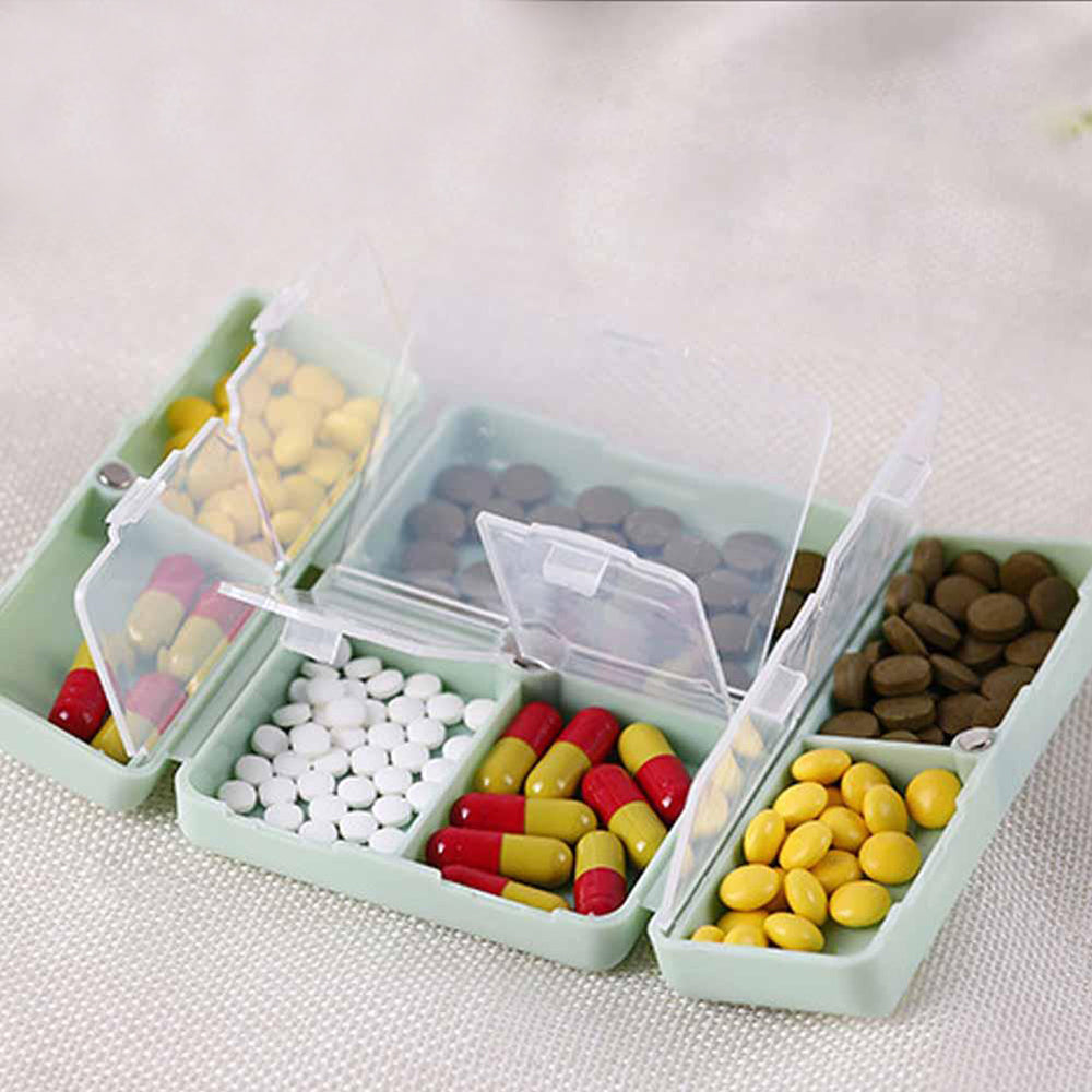 2Pcs Pill Box Medicine Organizer Storage Dispenser Case Tablet Container Green