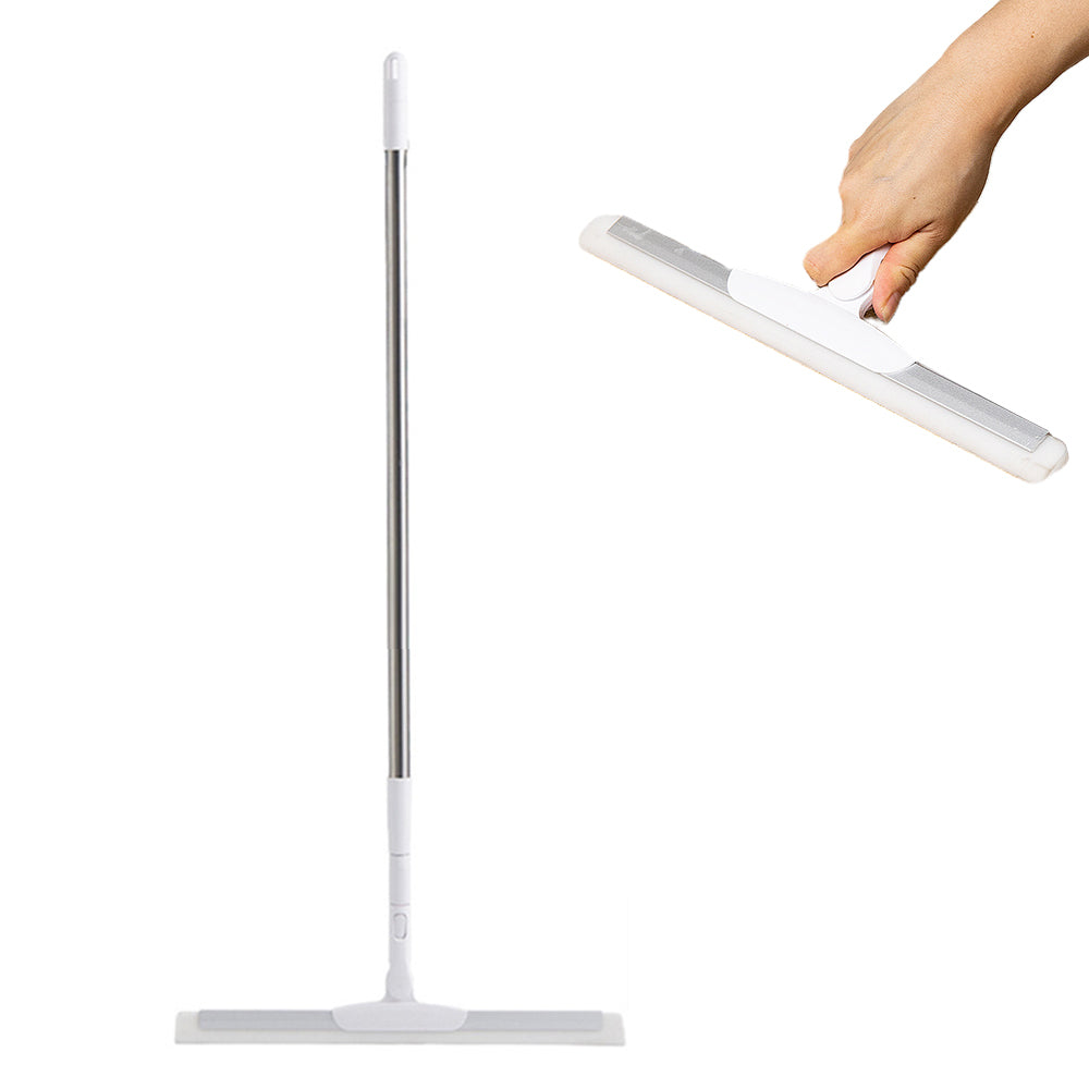 Telescopic Long Handle Floor Squeegee Scrubber Broom for Floor Cleaning White