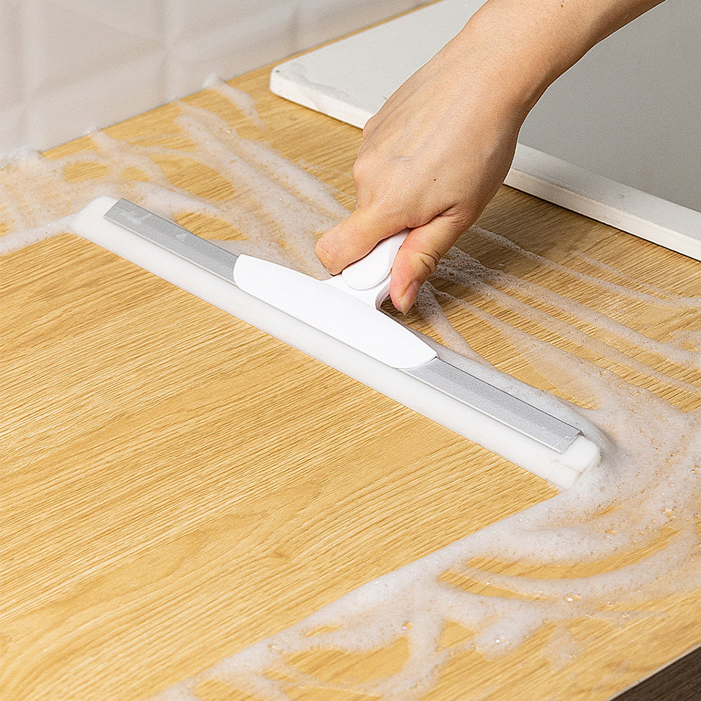 Telescopic Long Handle Floor Squeegee Scrubber Broom for Floor Cleaning White