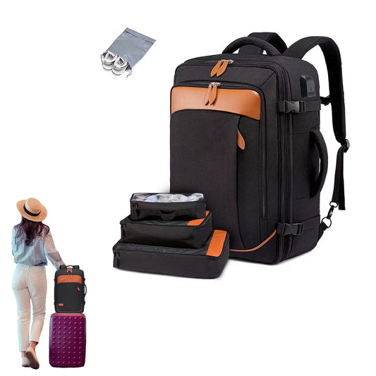 Business Travel Laptop Backpack Large Capacity Expandable Computer Bag Black