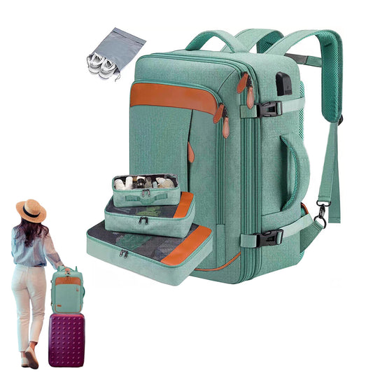 Business Travel Laptop Backpack Large Capacity Expandable Computer Bag Green