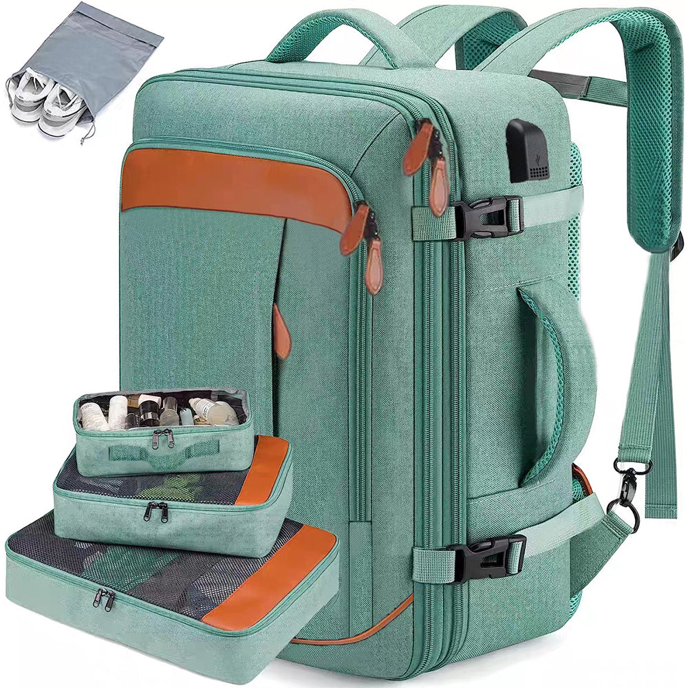 Business Travel Laptop Backpack Large Capacity Expandable Computer Bag Green