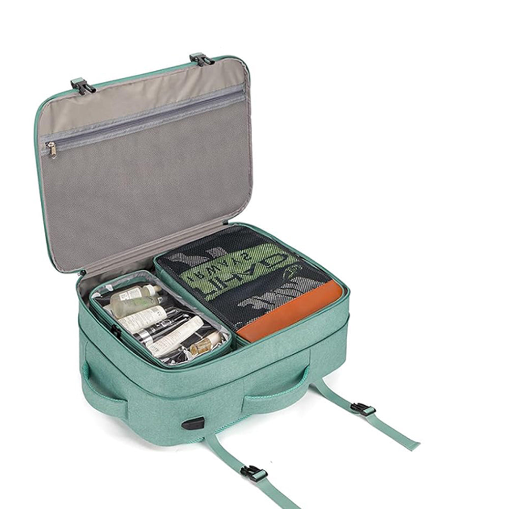 Business Travel Laptop Backpack Large Capacity Expandable Computer Bag Green
