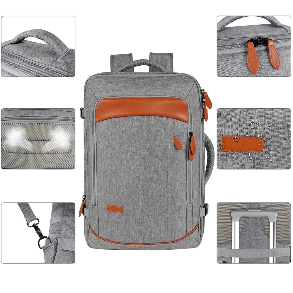 Business Travel Laptop Backpack Large Capacity Expandable Computer Bag Grey