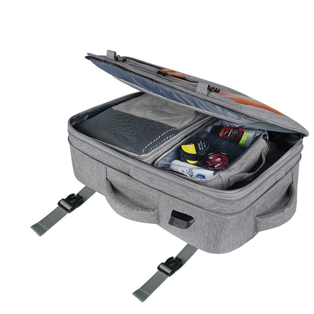 Business Travel Laptop Backpack Large Capacity Expandable Computer Bag Grey