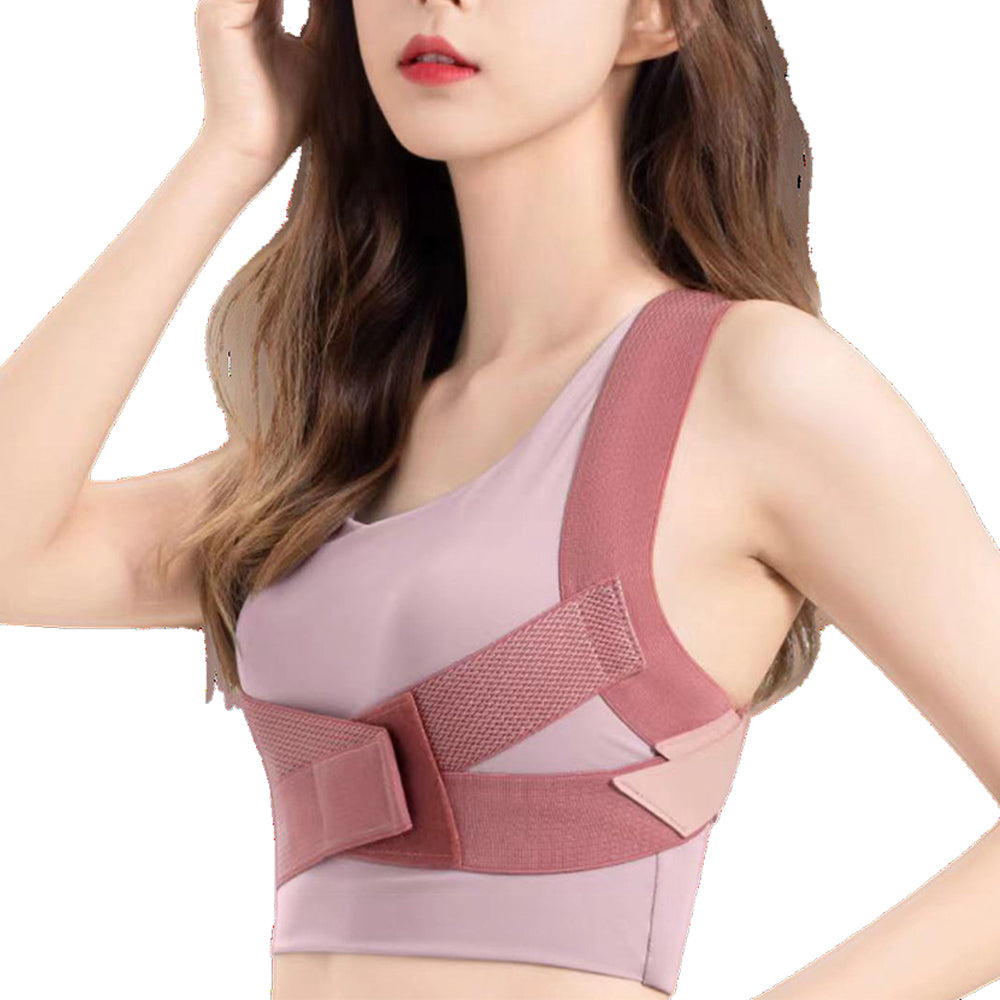Posture Corrector Clavicle Support Back Straight Shoulders Brace Strap Pink M