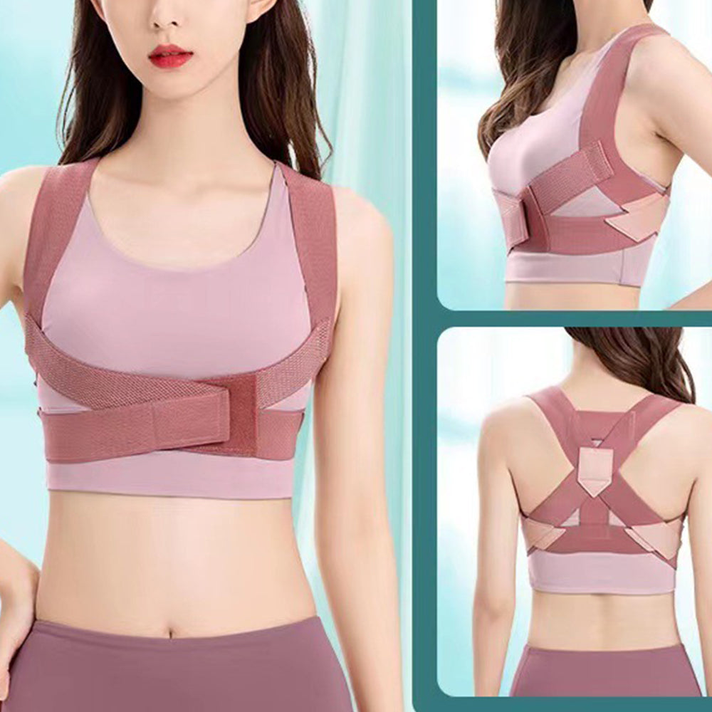 Posture Corrector Clavicle Support Back Straight Shoulders Brace Strap Pink M