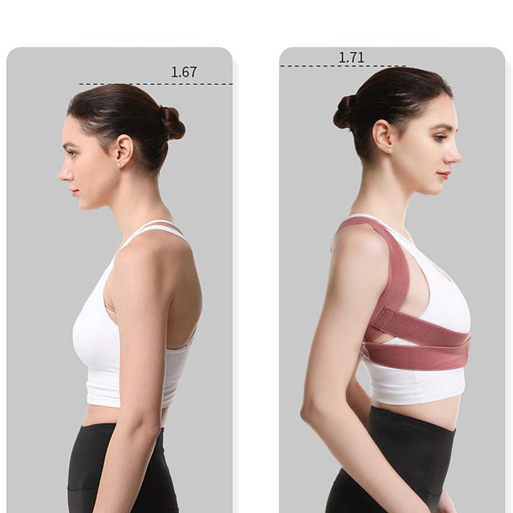 Posture Corrector Clavicle Support Back Straight Shoulders Brace Strap Pink M