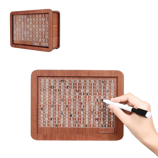 Cash Vault Wooden Saving Box for Cash with Counting Target 1,000 USD