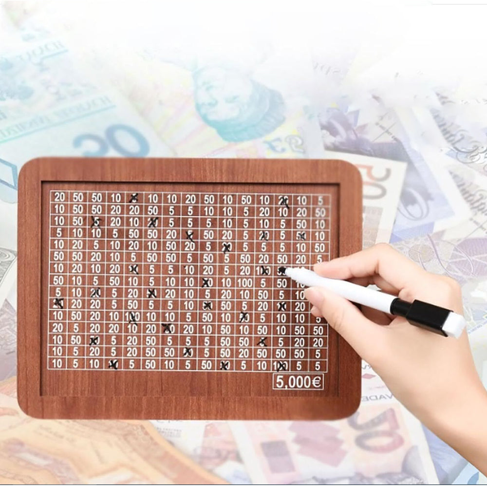 Cash Vault Wooden Saving Box for Cash with Counting Target 5,000 EUR