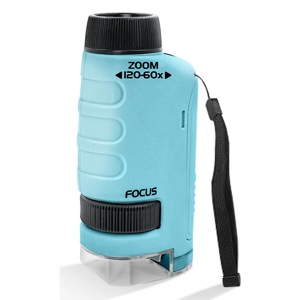 Portable Pocket Handheld Microscope Science Toy Educational Microscope Blue