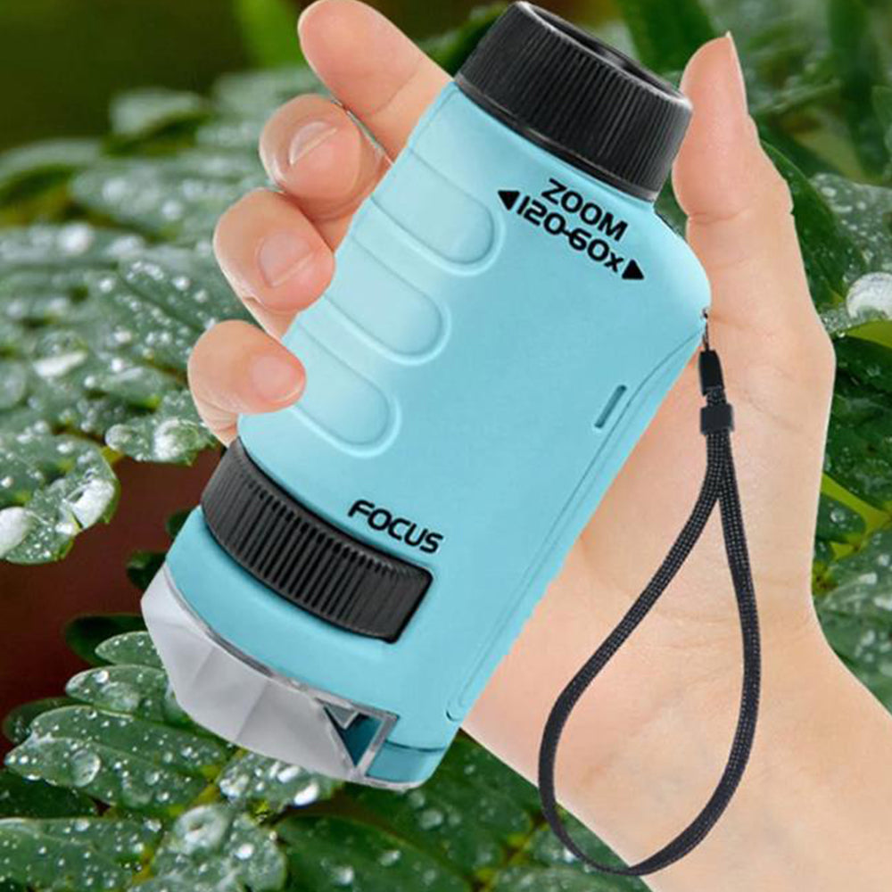 Portable Pocket Handheld Microscope Science Toy Educational Microscope Blue