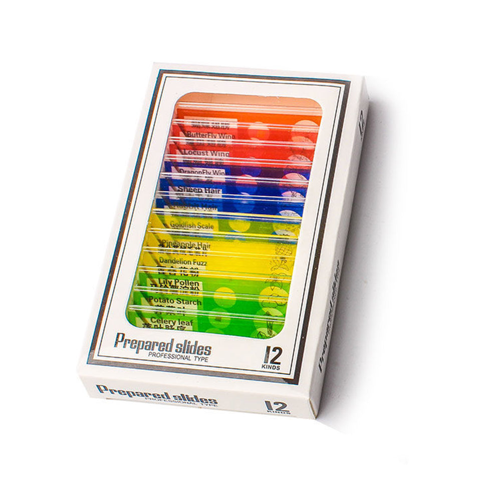 12Pcs Specimen Slides for Portable Pocket Handheld Microscope