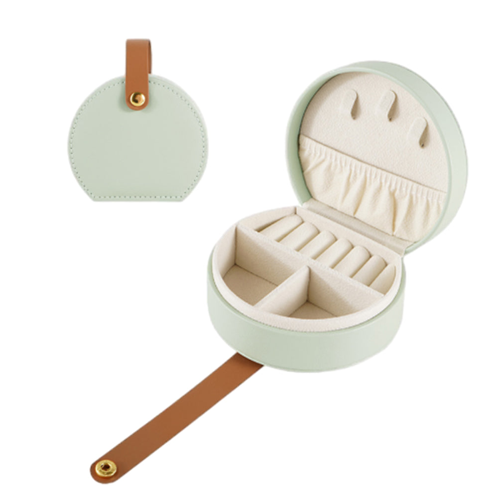 Small Jewelry Box Leather Travel Jewelry Storage Case for Earring Necklace Green