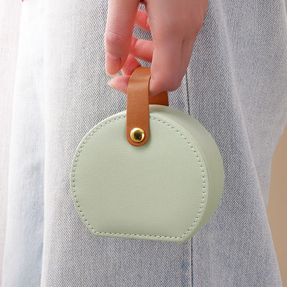 Small Jewelry Box Leather Travel Jewelry Storage Case for Earring Necklace Green