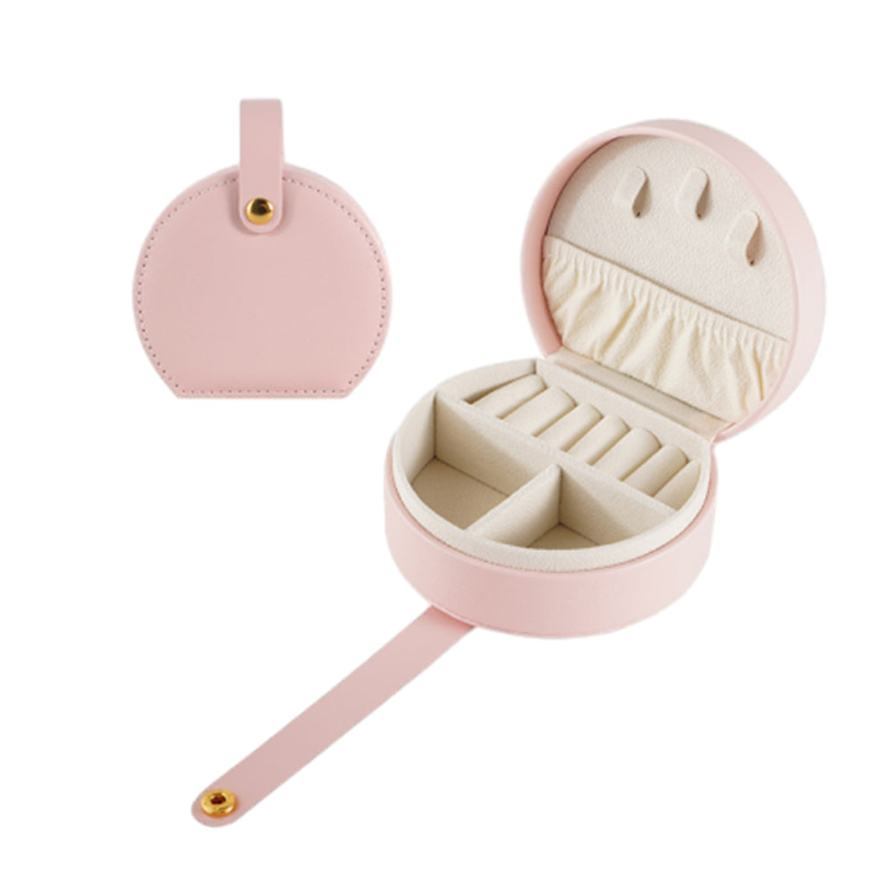Small Jewelry Box Leather Travel Jewelry Storage Case for Earring Necklace Pink