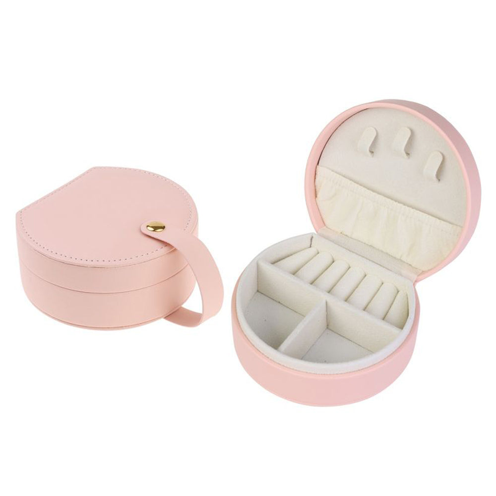 Small Jewelry Box Leather Travel Jewelry Storage Case for Earring Necklace Pink