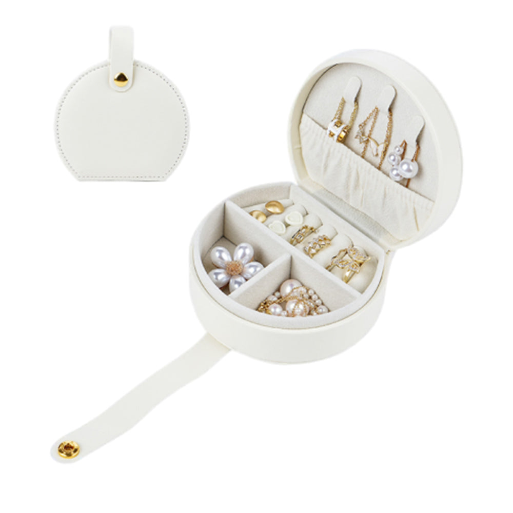 Small Jewelry Box Leather Travel Jewelry Storage Case for Earring Necklace White