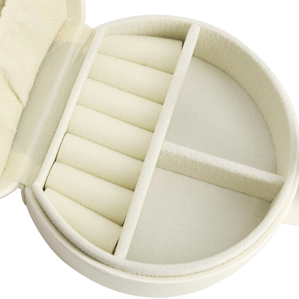 Small Jewelry Box Leather Travel Jewelry Storage Case for Earring Necklace White