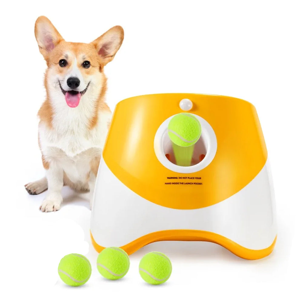 Dog Ball Launcher Thrower Automatic Tennis Fetch Throwing Machine Orange