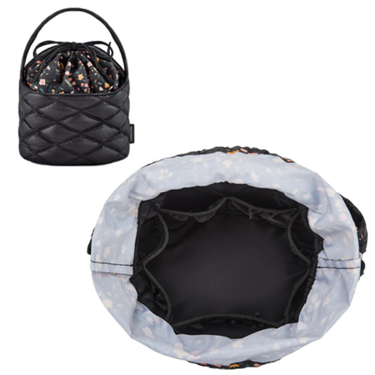 Barrel Travel Cosmetic Drawstring Bag Makeup Organizer Toiletry Bag Black