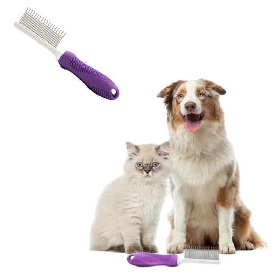 Detangling Pet Comb Grooming Tool with Long and Short Stainless Steel Teeth