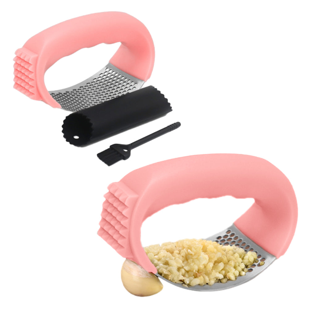 Stainless Steel Garlic Press Crusher Rocker Rocking Mincer Squeezer Pink