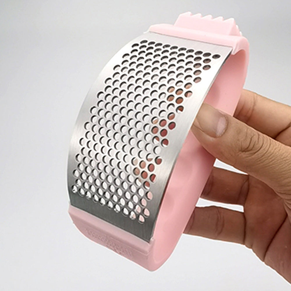 Stainless Steel Garlic Press Crusher Rocker Rocking Mincer Squeezer Pink