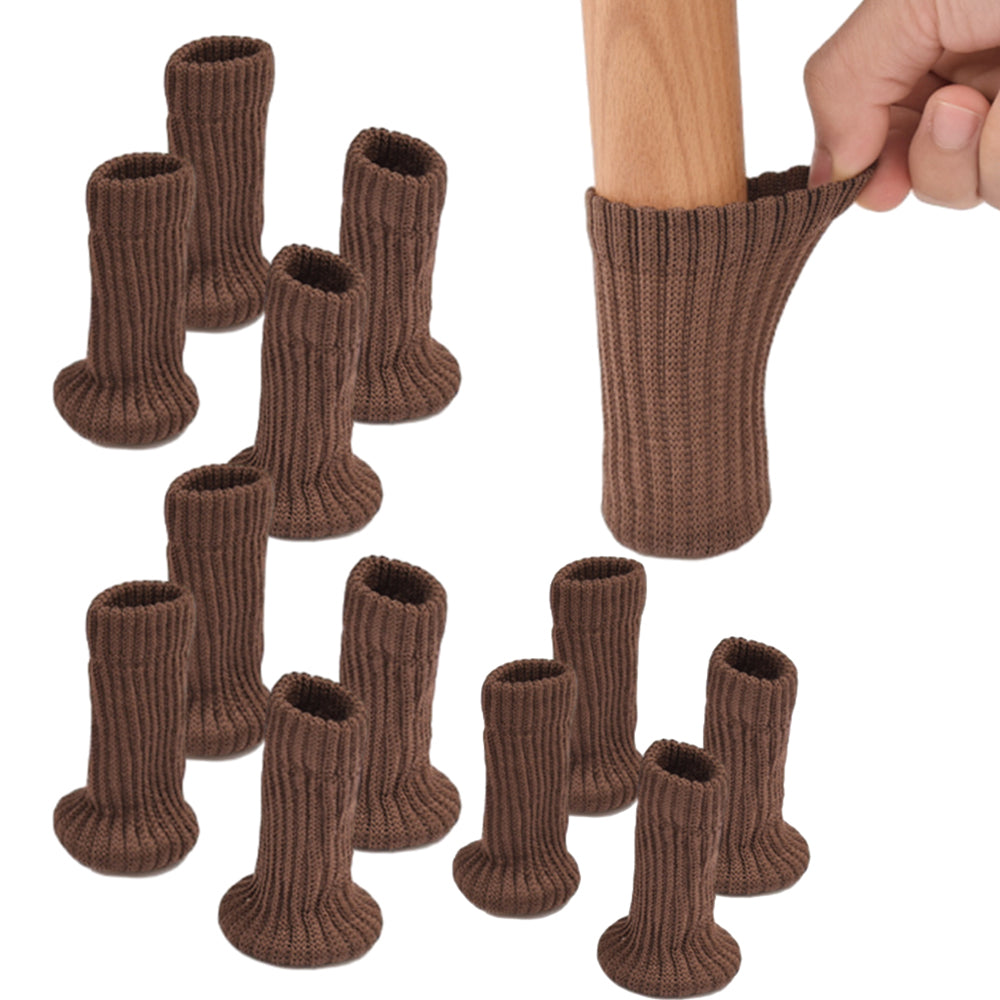 12Pcs Knitted Table Chair Leg Socks Sleeve Floor Protector Furniture Feet Cover