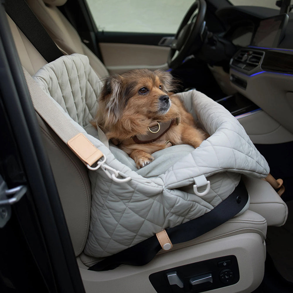 Soft Dog Car Seat Booster Pet Travel Bed Bag Detachable with Long Strap Grey