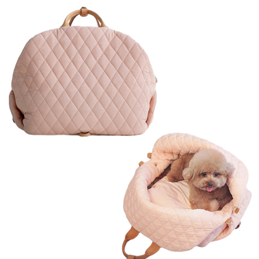 Soft Dog Car Seat Booster Pet Travel Bed Bag Detachable with Long Strap Pink