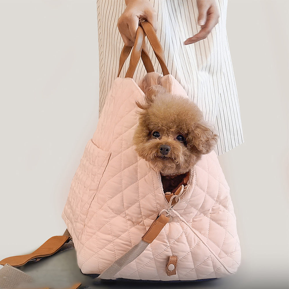 Soft Dog Car Seat Booster Pet Travel Bed Bag Detachable with Long Strap Pink