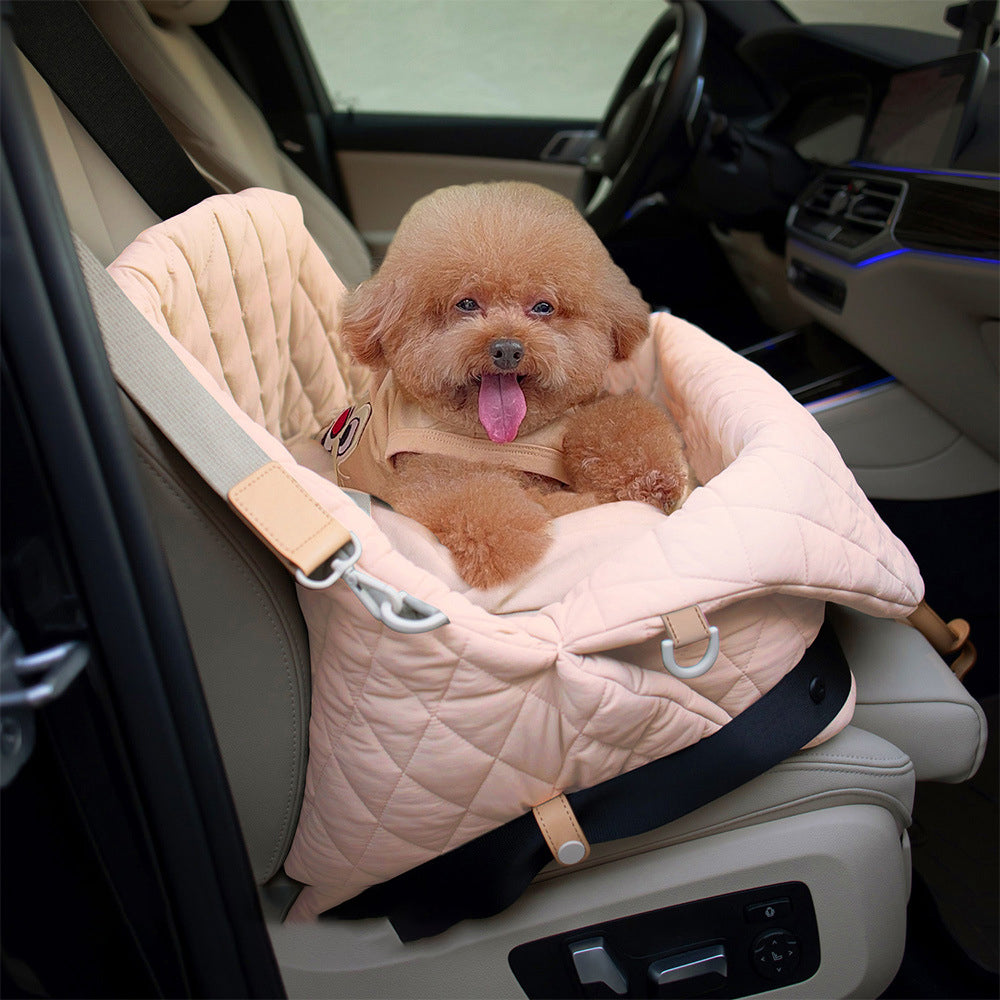 Soft Dog Car Seat Booster Pet Travel Bed Bag Detachable with Long Strap Pink