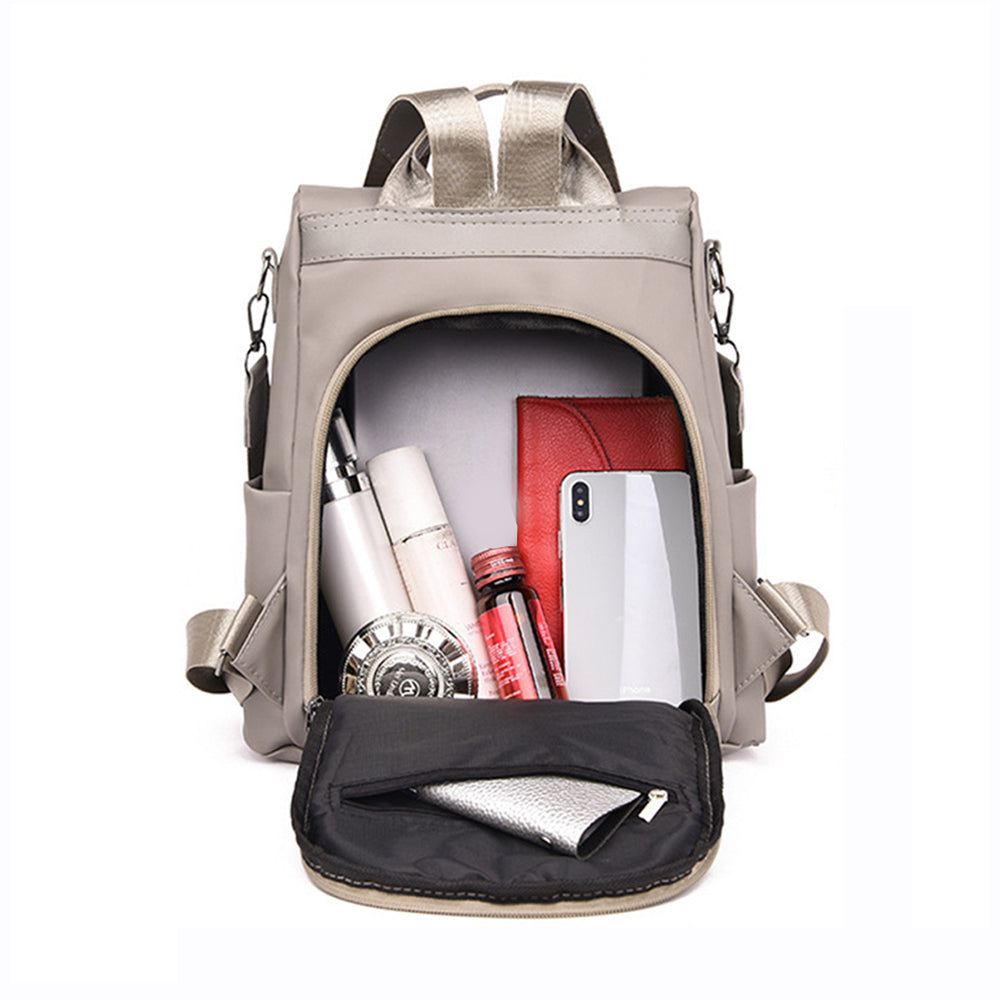 Women Large Capacity Anti-Theft Bag Travel Oxford Cloth Backpack Grey