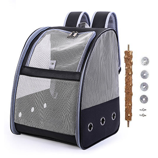 Birds Carrier Backpack Breathable Travel Bags Cage with Standing Perch Black
