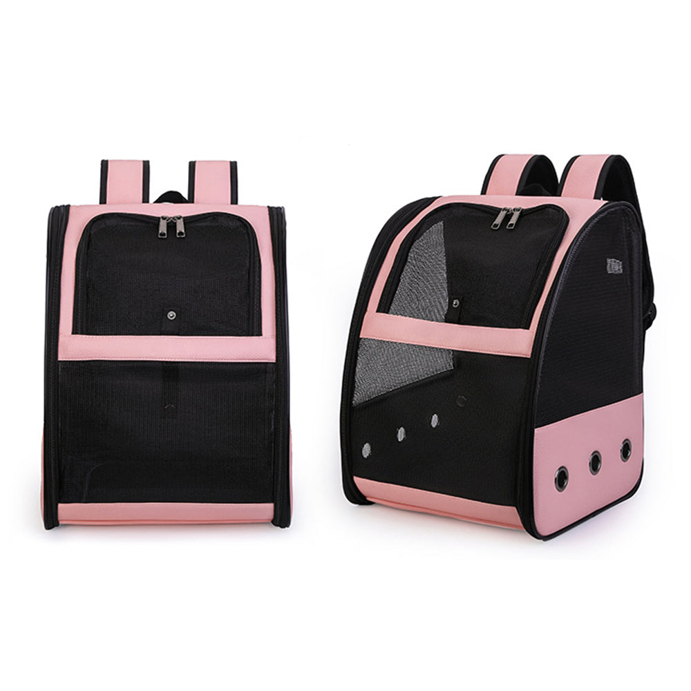 Birds Carrier Backpack Breathable Travel Bags Cage with Standing Perch Pink