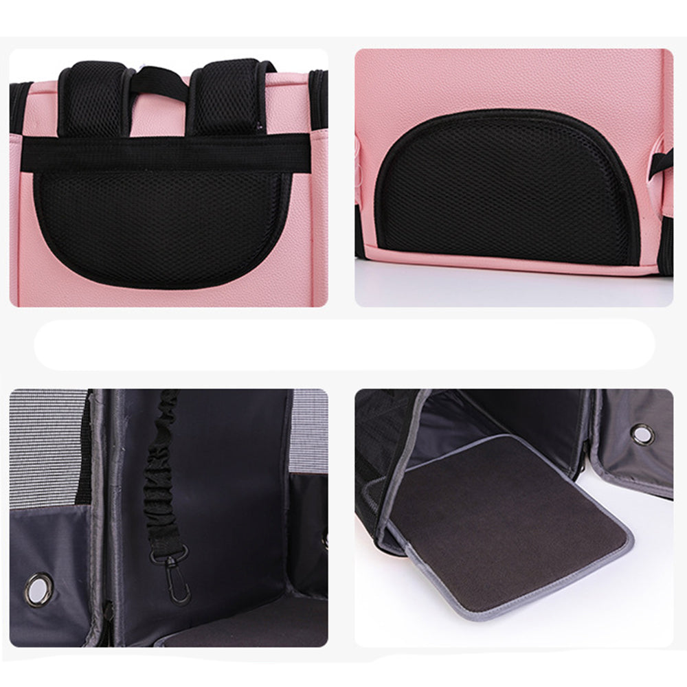 Birds Carrier Backpack Breathable Travel Bags Cage with Standing Perch Pink