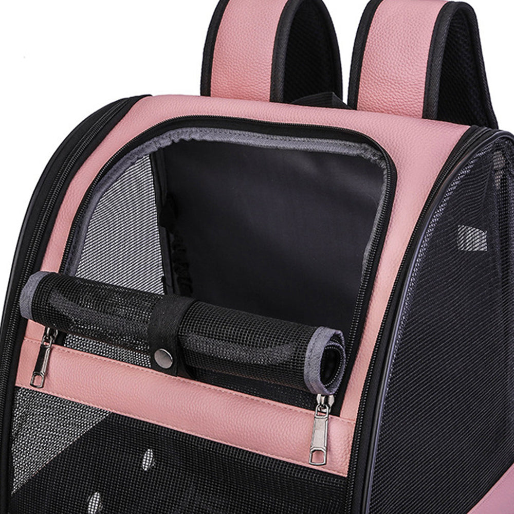 Birds Carrier Backpack Breathable Travel Bags Cage with Standing Perch Pink