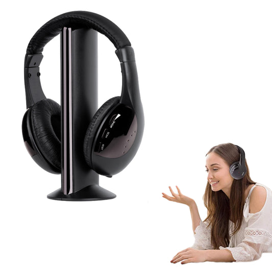 5 in 1 Wireless Headphones Rechargeable PC TV Radio Home Headset