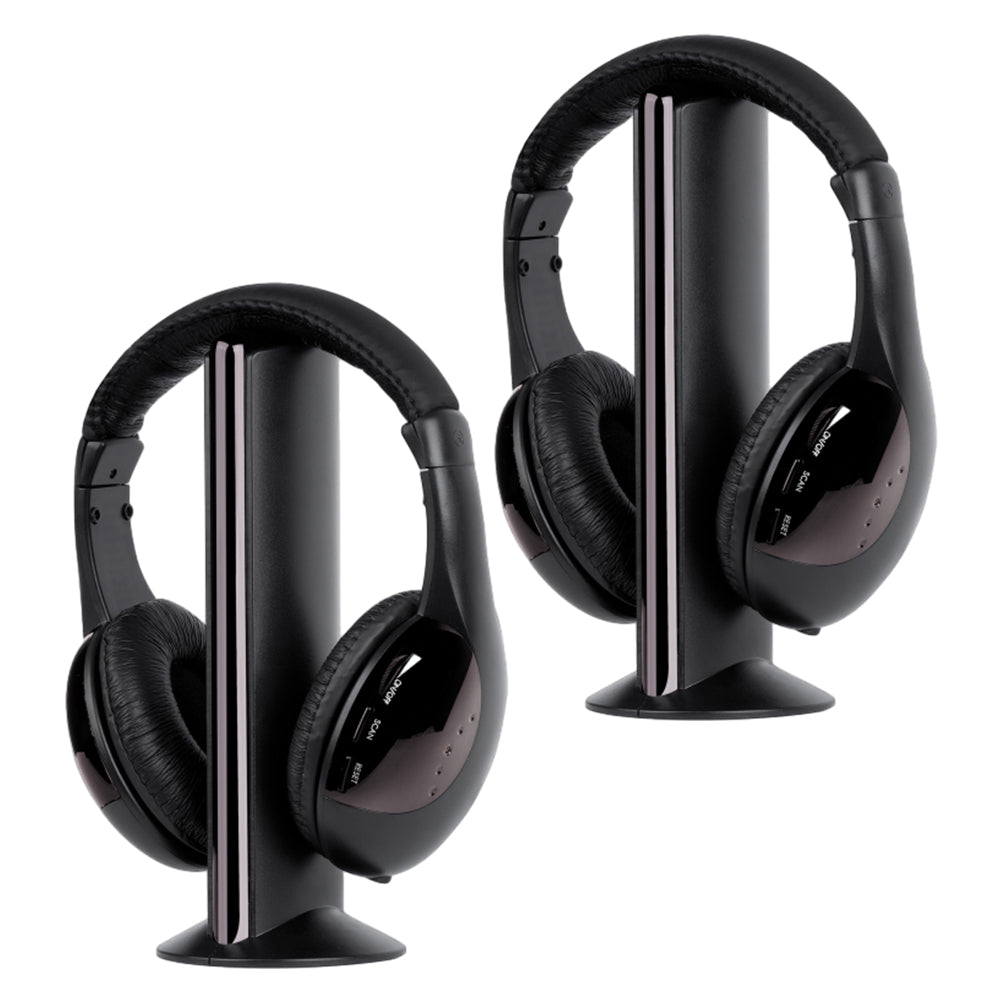 2Pcs 5 in 1 Wireless Headphones Rechargeable PC TV Radio Home Headset