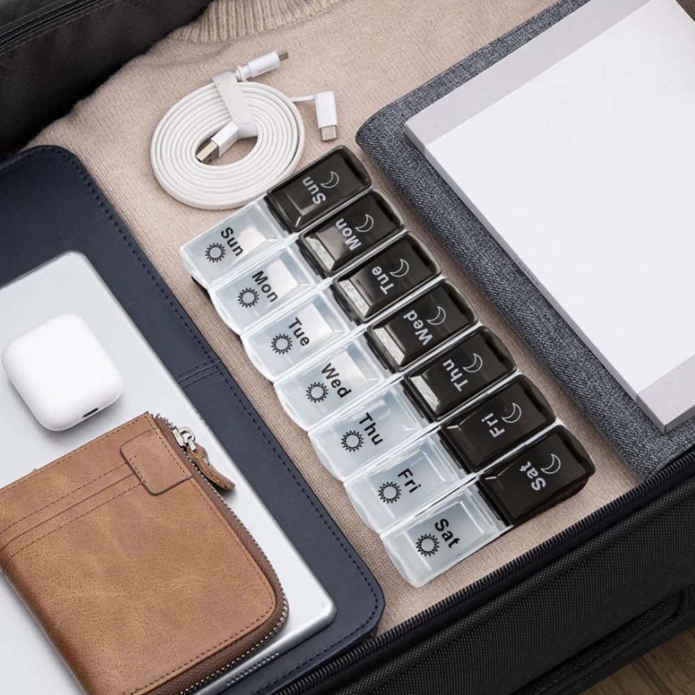 14 Slot 7 Day Pill Box Dispenser AM/PM Medicine Weekly Planner Organiser