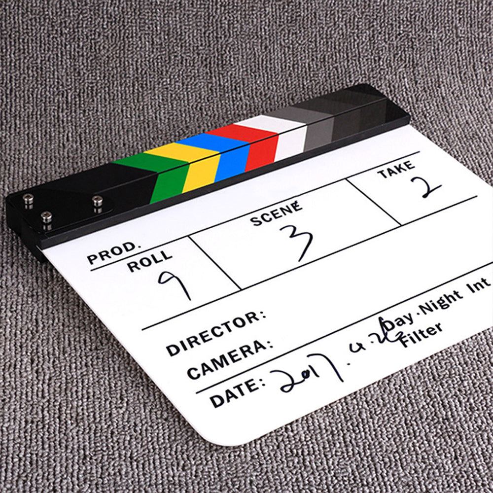 Acrylic Movie Film Clapboard Action Scene Slate Clapperboard White