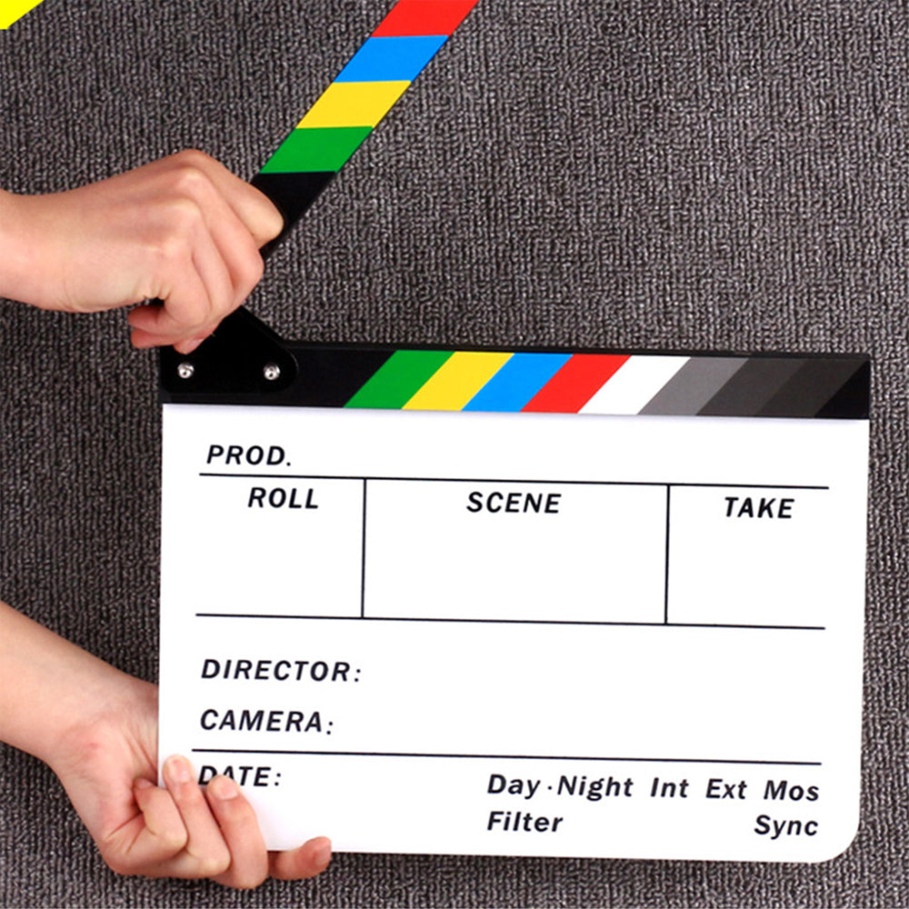 Acrylic Movie Film Clapboard Action Scene Slate Clapperboard White