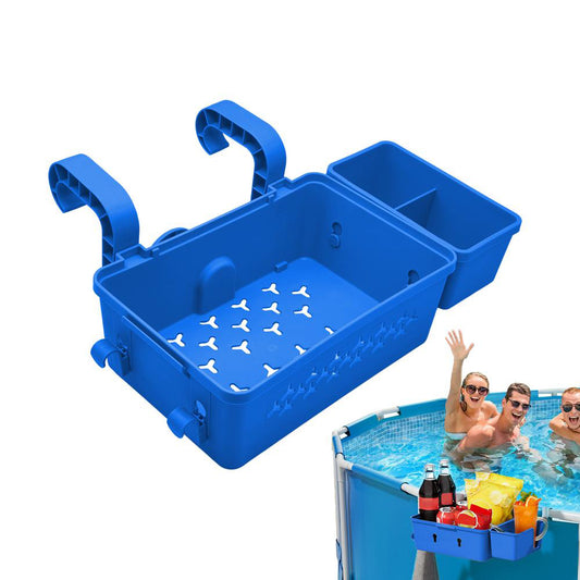 Poolside Storage Basket with Cup Holder Hanging Removable Organizer Blue