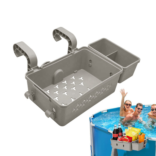 Poolside Storage Basket with Cup Holder Hanging Removable Organizer Grey